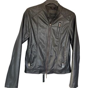 Black Leather Zip Up Jacket